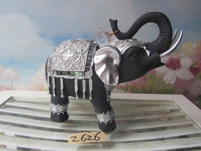 【樹脂陶瓷工藝品動物(銀色伸鼻長角大象)】價格,廠家,圖片,塑料、樹脂工藝品,德化縣印藝印刷有限責任公司-
